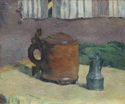 Csendélet: Wood Tankard és fémkancsó alkotó: Paul Gauguin