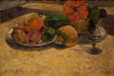 Csendélet mangóval és hibiszkusszal alkotó: Paul Gauguin