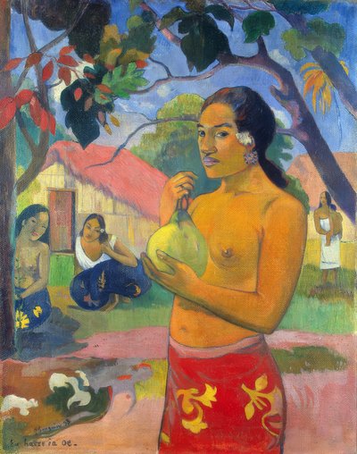 Tahiti: Woman Holding a Fruit (Hova mész? / Eu haere ia oe?), Paul Gauguin (1893) alkotó: Paul Gauguin