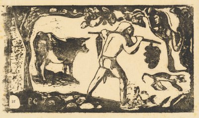Tahiti banánt szállító Le porteur de fei, 1895-ben vagy azt követően. alkotó: Paul Gauguin
