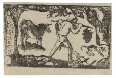 Tahiti banánhordozó, a Late of Late Wood-Block Prints sorozatból alkotó: Paul Gauguin