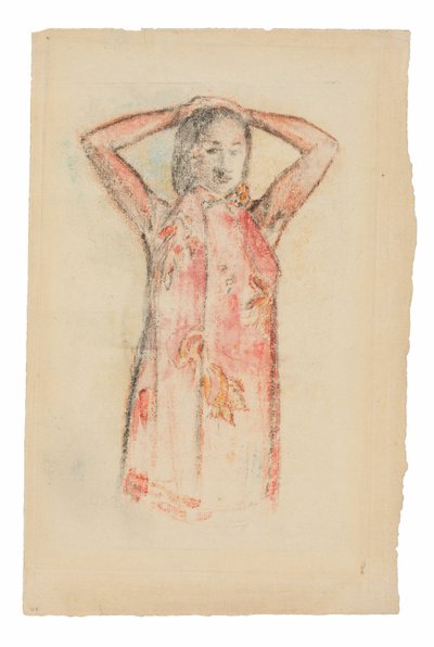Tahiti lány rózsaszín Pareu-ban alkotó: Paul Gauguin