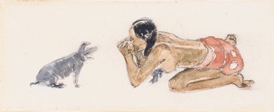 Tahiti nő disznóval alkotó: Paul Gauguin