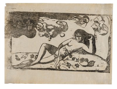 Te arii vahine-opoi (Nő mangóval-fáradtan), a késői fadarabok szvitjéből alkotó: Paul Gauguin