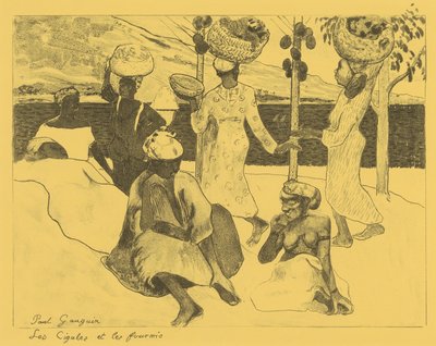 A szöcskék és a hangyák: Martinique szuvenírje, a Volpini-szvitből: Dessins l..., 1889. alkotó: Paul Gauguin