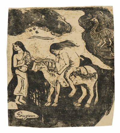 Az Europa megerőszakolása, a késői fametszetnyomatok szvitből alkotó: Paul Gauguin