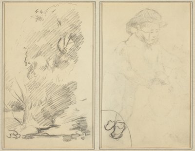 Fák; Vázlat a Breton Boyról [verso] alkotó: Paul Gauguin