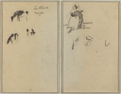 Két tehén; Egy ülő breton nő [verso] alkotó: Paul Gauguin