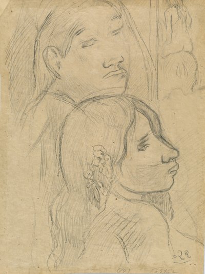 Két marquesans [verso], c. 1902. alkotó: Paul Gauguin