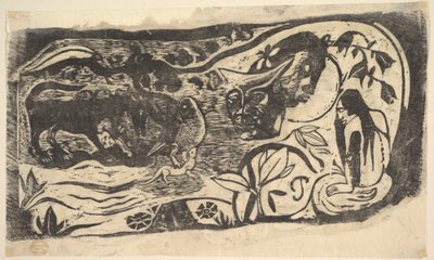 Szarvas fejű fametszet, 1898-99. alkotó: Paul Gauguin
