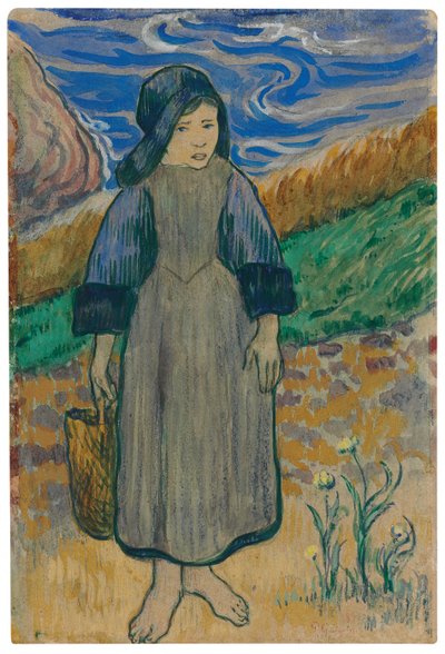 Fiatal breton lány a tenger mellett; Fiatal breton lány a tenger mellett, 1889 alkotó: Paul Gauguin