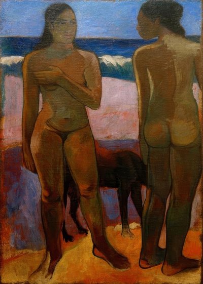 Két tahiti nő a tengerparton alkotó: Paul Gauguin