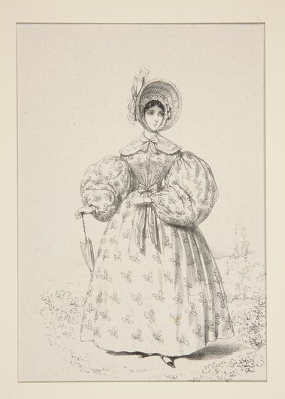 A sétányon. 1835 májusa. Angol muszlinruha, ... alkotó: Paul Gavarni