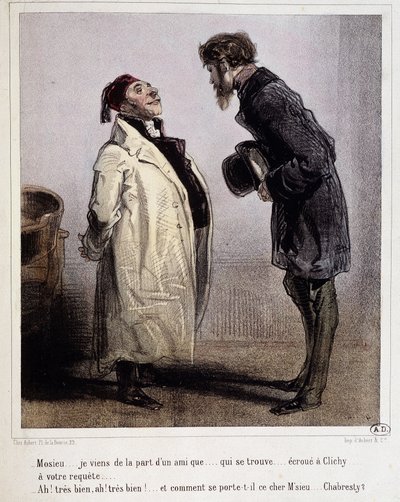 Adós és hitelező, Cartoon de Gavarni, c. 1840. alkotó: Paul Gavarni