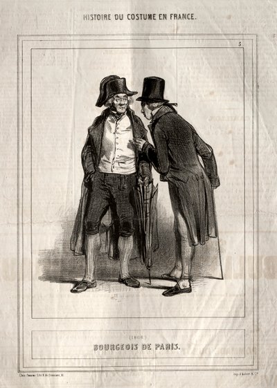 A viselet története Franciaországban: Párizs burzsoái, 1843. alkotó: Paul Gavarni