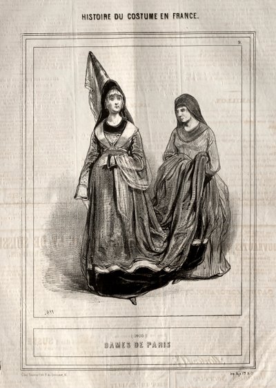 A jelmez története Franciaországban: Ladies of Paris, 1843. alkotó: Paul Gavarni
