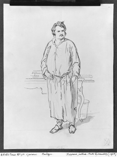 Honore de Balzac (toll és tinta, és papíron mossa) alkotó: Paul Gavarni