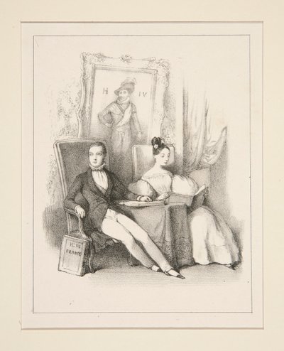 A testvér és a nővér / Prága (Henri, Chambord grófja és a pármai hercegnő gyermekként) alkotó: Paul Gavarni