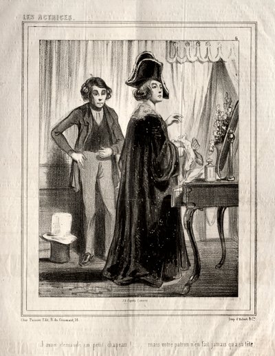 A színésznők: Kértem egy kis kalapot!, 1843. alkotó: Paul Gavarni