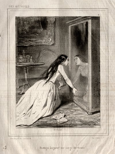 Színésznők: Védd az Urat! keresztény szűz, 1843. alkotó: Paul Gavarni