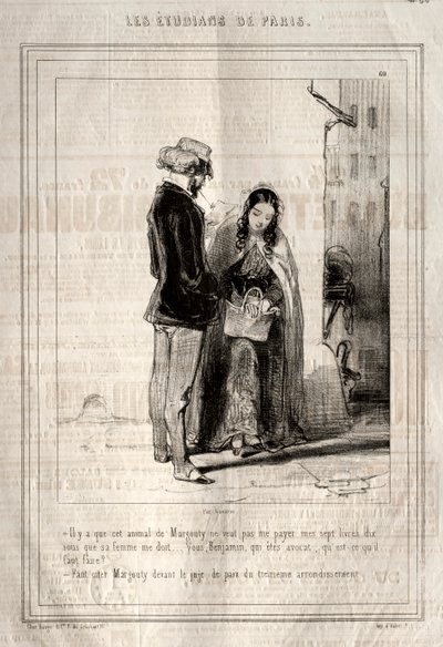 A párizsi diákok, 1842. alkotó: Paul Gavarni