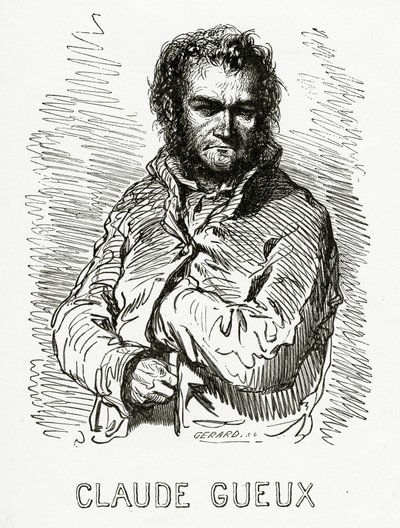 Claude Gueux portréja, 1834 (bw metszet) alkotó: Paul Gavarni