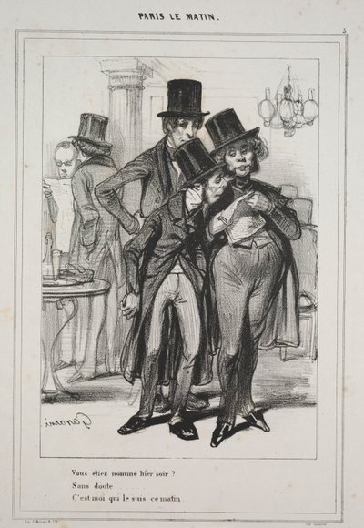 Tegnap este a... nevet kaptad, a Paris Le Matin című sorozatból, 1839. alkotó: Paul Gavarni
