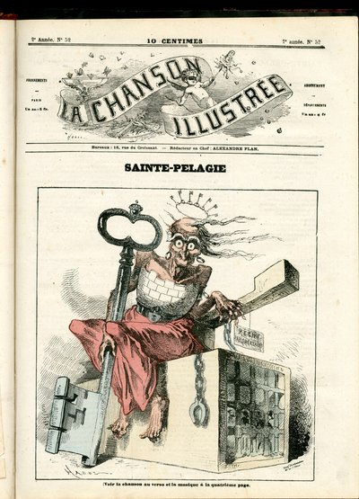 La Chanson illustree (magazin), 52. szám, Szatirikus színekben: Sainte Pelagie - Republikánus, Börtönök, Sainte Pelagie - Illusztráció: Hadol (1835-1875) alkotó: Paul Hadol