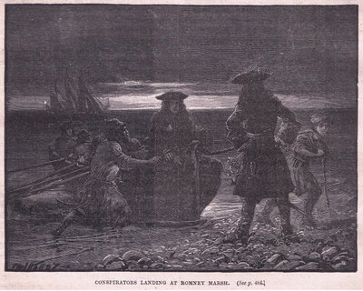 Összeesküvők partraszállás Romney Marsh-nál, i.sz. 1696 alkotó: Paul Hardy