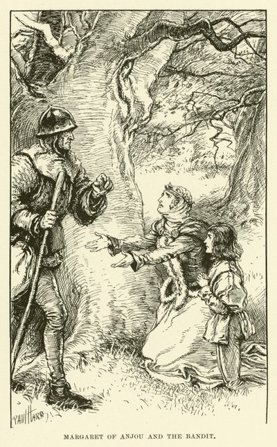 Anjou Margit és a bandita (metszet) alkotó: Paul Hardy