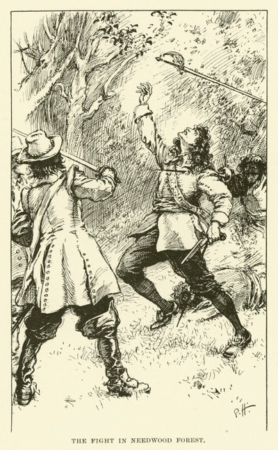 Harc a needwoodi erdőben (metszet) alkotó: Paul Hardy