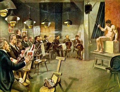 Művészeti hallgatók, 1930 körül (illusztráció) alkotó: Paul Heydel
