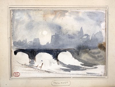Téli délelőtt a Pont Neuf közelében alkotó: Paul Huet
