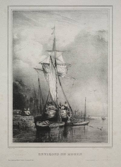 Hat tengerészgyalogos: Rouen környéke, Franciaország, 1832. alkotó: Paul Huet