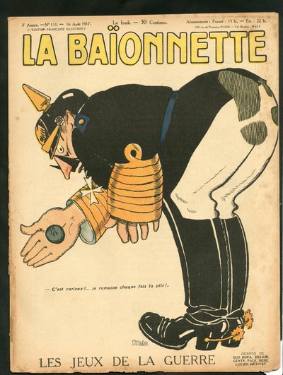 A „La Baionnette” címlapja, színekben szatirikus alkotó: Paul Iribe