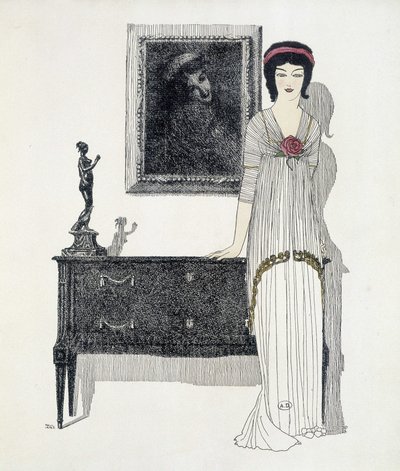 Paul Poiret alkotása a „Les Dresses de Paul Poiret” című filmből, Paul Iribe rajza. 1908 alkotó: Paul Iribe