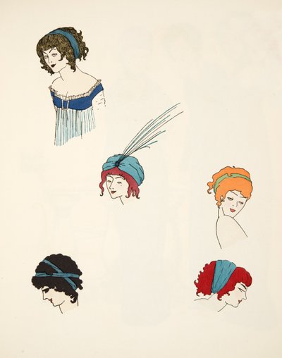 Tervek címekhez, a Les Robes de Paul Poiret pubból. 1908 (sablonnyomat) alkotó: Paul Iribe