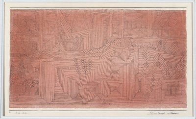 Sziklatemplomok fenyőkkel alkotó: Paul Klee
