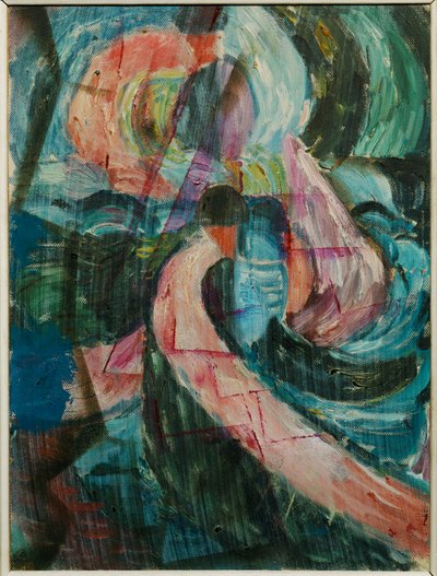 Építkezés a vízesés alatt, átkelés (olaj, vászon) alkotó: Paul Klee