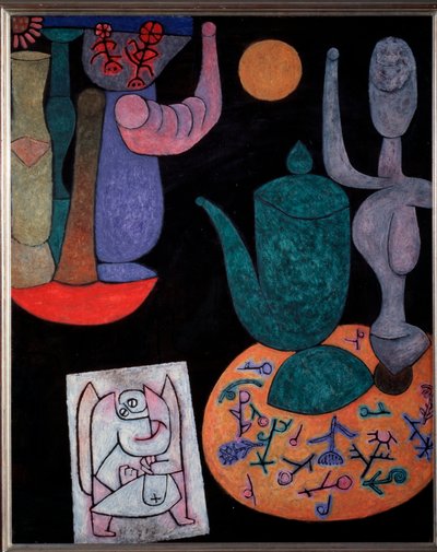Csendélet a fekete háttér - festészet alkotó: Paul Klee