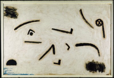 Cím nélkül (jelek fekete alapon), C.1940 (szín és ragasztó papíron) alkotó: Paul Klee