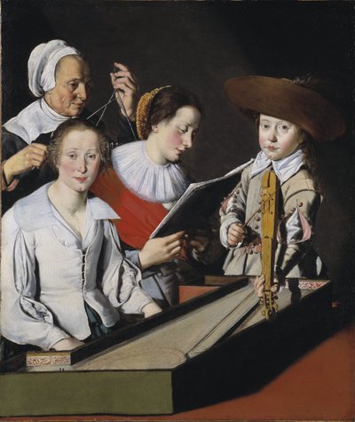 Une fete musicale – Zenés buli, szerző: La Tarte, Paul (?-1636). Olajfestmény. Mérete: 116x98,8 cm. Nemzeti Múzeum Stockholm alkotó: Paul La Tarte