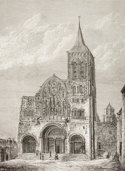 A Magdeléna apátsági templom, Vezelay, Franciaország, ahol Szent Bernát 1146-ban a második keresztes hadjáratot hirdette. alkotó: Paul Lacroix
