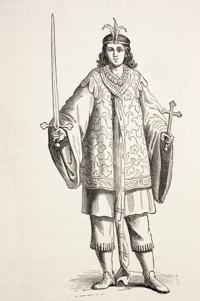 Prester John oldala. Prester Johnt Johannes presbiter néven is ismerték. alkotó: Paul Lacroix