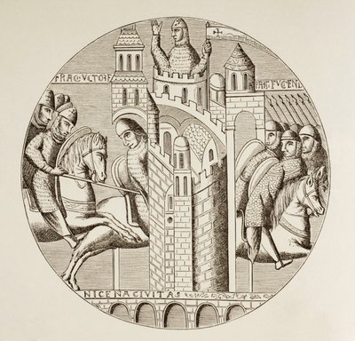 A törökországi Nicaea elfoglalása a keresztesek által 1097-ben. A Szent Denis apátság templomának ablaka után, amely mára elpusztult. alkotó: Paul Lacroix