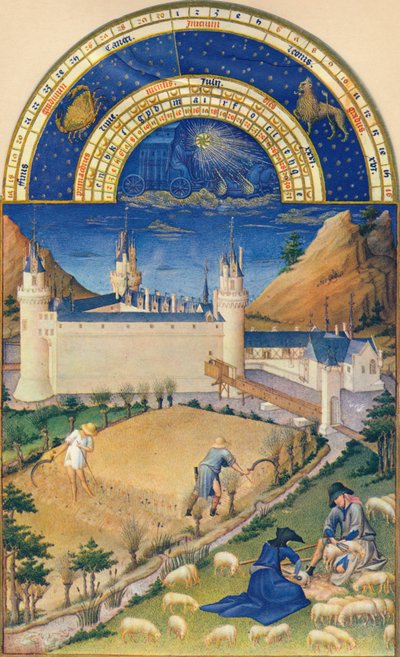 Július – Poitiers-i kastély, 15. század, 1939. alkotó: Paul Limbourg