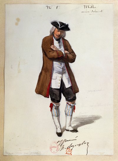 Giuseppe Verdi Luisa Miller jelmeze, vázlat alkotó: Paul Lormier