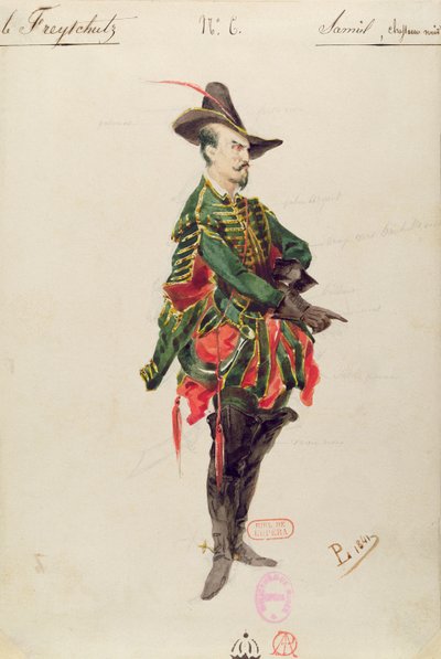 Samiel vadász jelmeze Carl Maria von Weber (1786-1826) "Der Freischutz" című operájához 1841 alkotó: Paul Lormier
