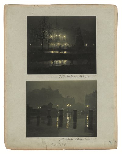 London gázfényben, 1896 körül (zöld tónusú szénnyomatok) alkotó: Paul Martin