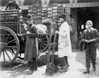 Kirakodás a Billingsgate Marketen, London, 1893 alkotó: Paul Martin